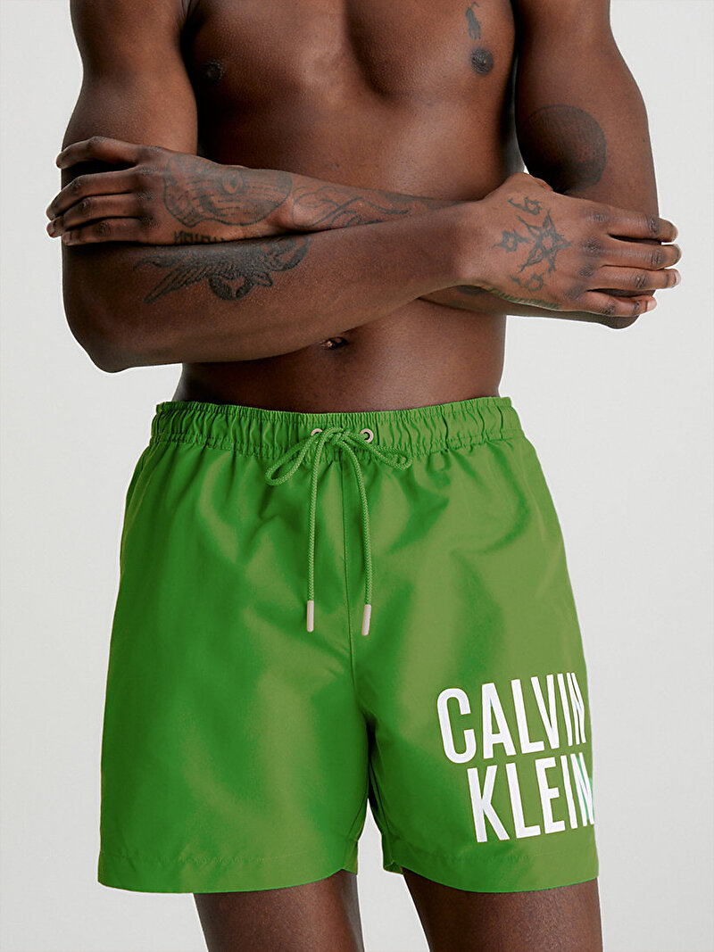 Calvin Klein Yeşil Renkli Erkek Medium Drawstring Deniz Şortu