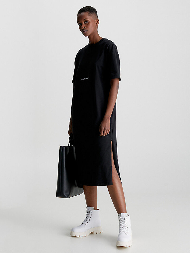Calvin Klein Siyah Renkli Kadın Institutional Uzun Elbise