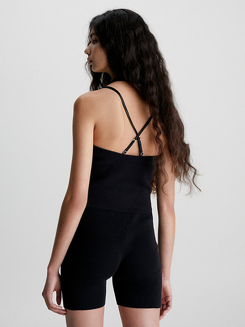 Calvin Klein Siyah Renkli Kadın Halter Yaka Örme Bluz