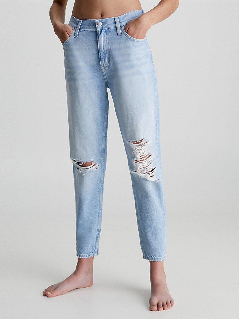 Calvin Klein Mavi Renkli Kadın Mom Jean Ankle Pantolon