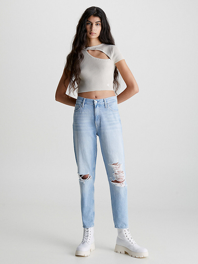 Calvin Klein Mavi Renkli Kadın Mom Jean Ankle Pantolon