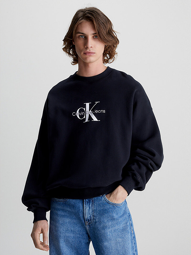 Calvin Klein Siyah Renkli Erkek Monologo Oversized Sweatshirt