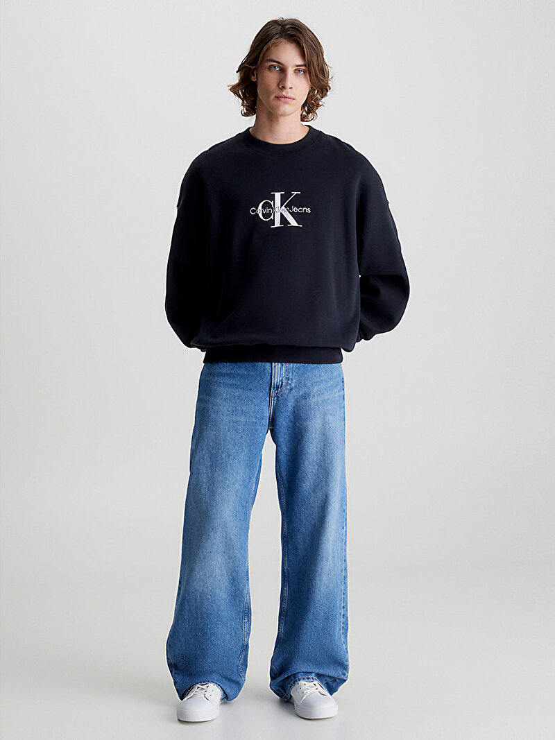 Calvin Klein Siyah Renkli Erkek Monologo Oversized Sweatshirt