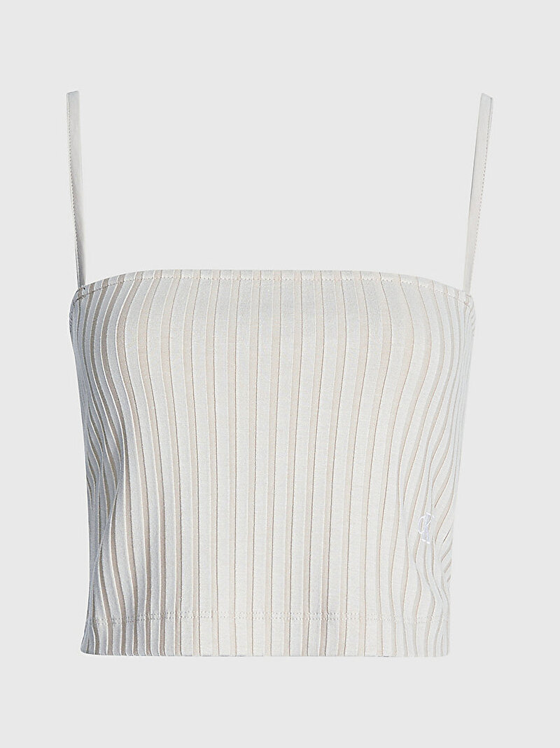 Calvin Klein Bej Renkli Kadın Rib Cropped Strappy Askılı T-Shirt