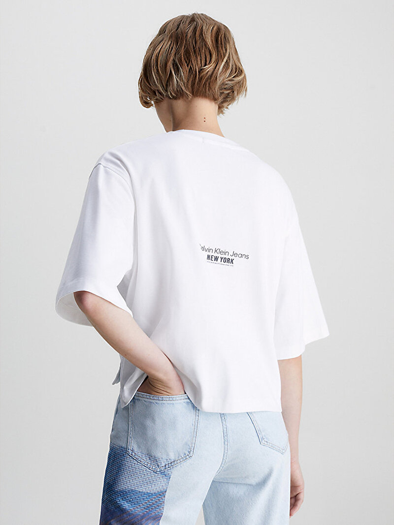 Calvin Klein Beyaz Renkli Kadın Motion Floral T-Shirt