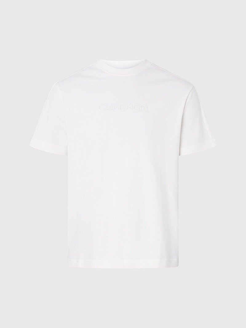 Calvin Klein Ekru Renkli Erkek Comfort Debossed Logo T-Shirt