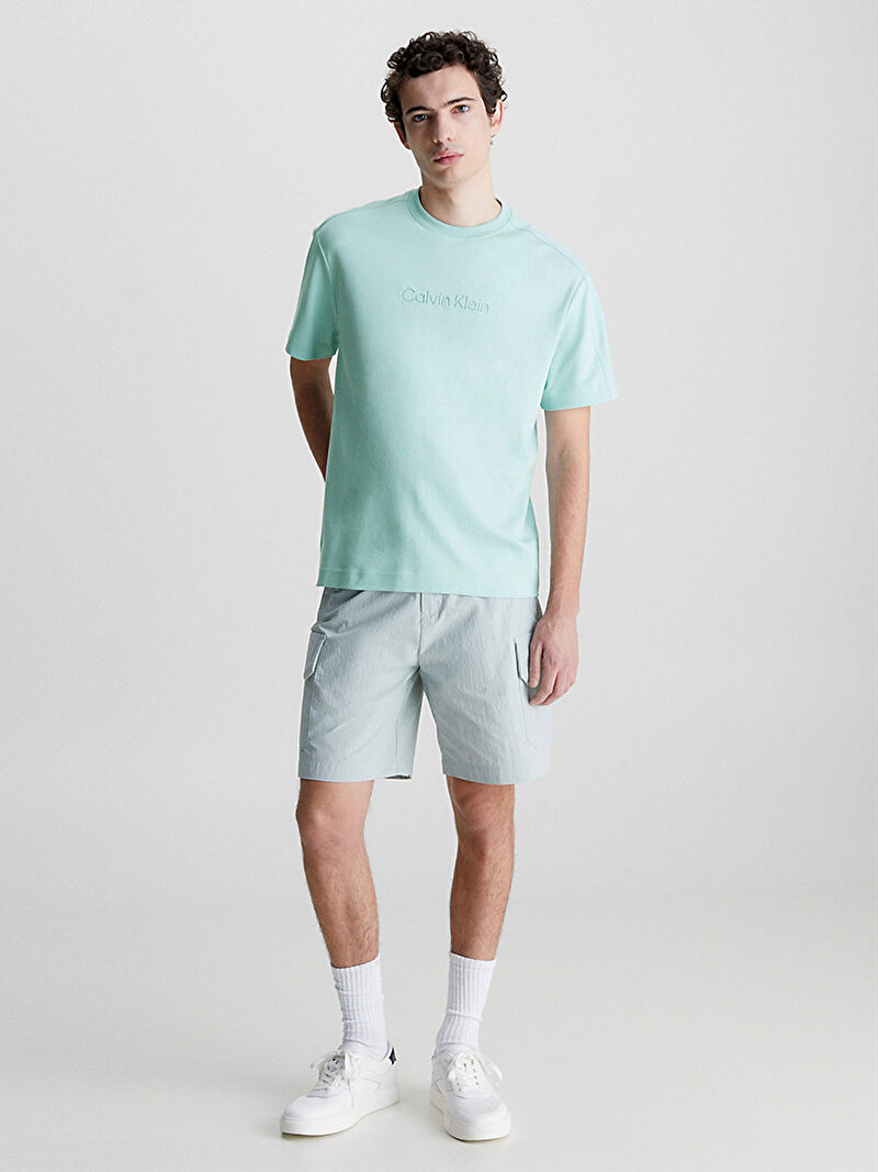 Calvin Klein Mavi Renkli Erkek Comfort Debossed Logo T-Shirt