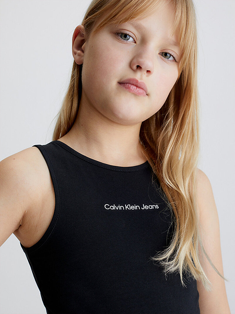 Calvin Klein Siyah Renkli Kız Çocuk CKJ Logo Sleeveless T-Shirt