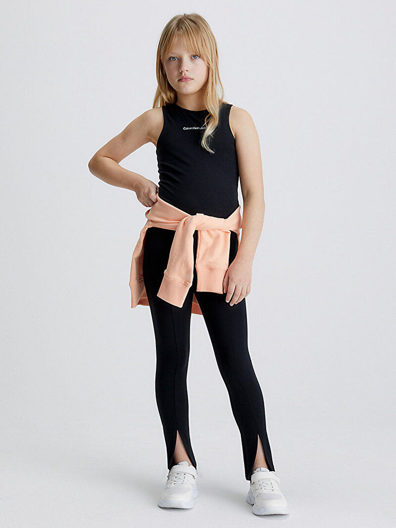 Calvin Klein Siyah Renkli Kız Çocuk CKJ Logo Sleeveless T-Shirt