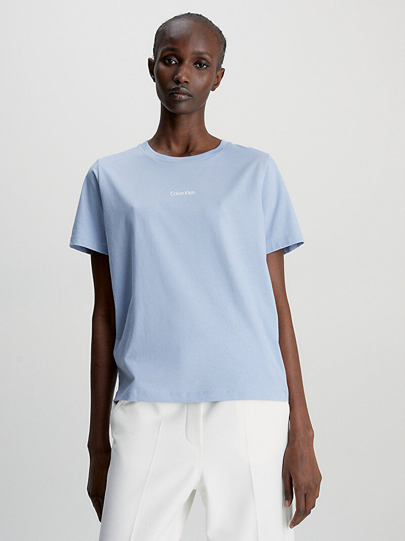 Calvin Klein Mavi Renkli Kadın Micro Logo T-Shirt