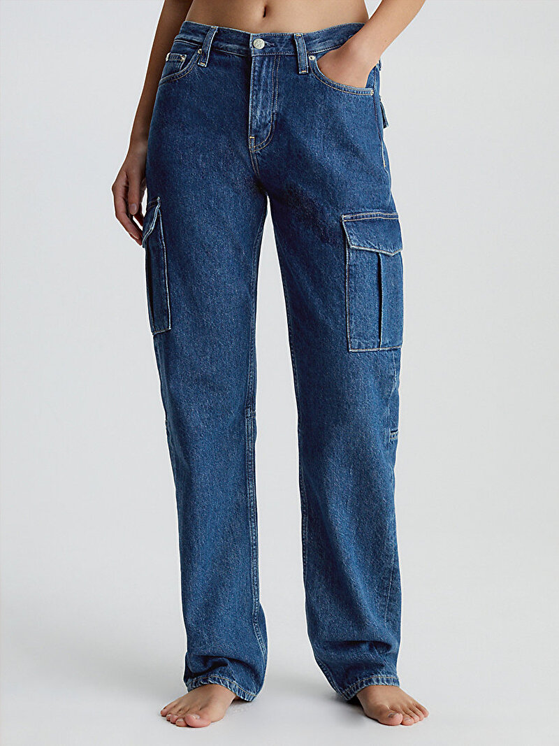 Calvin Klein Mavi Renkli Kadın Low Rise Straight Jean Pantolon - Y2K