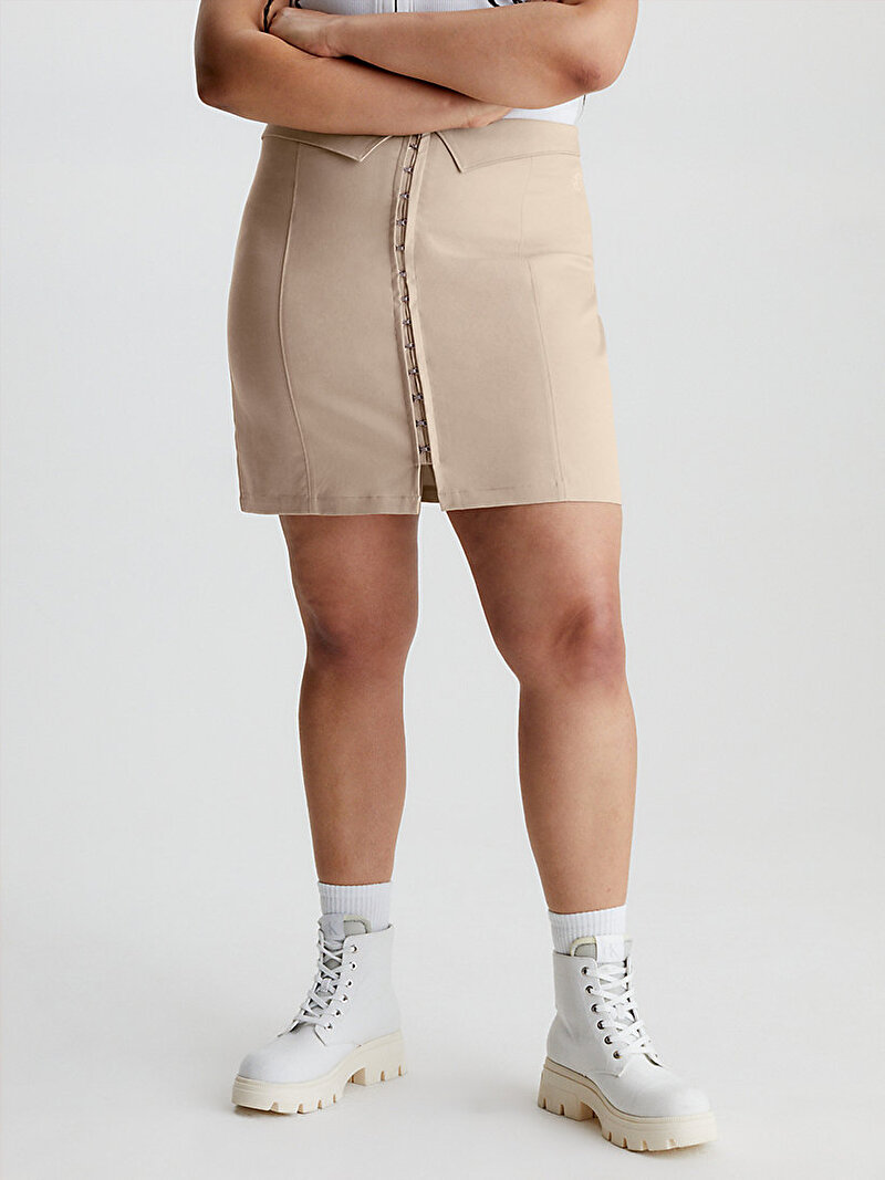 Calvin Klein Bej Renkli Kadın Hook & Eye Etek - Y2K