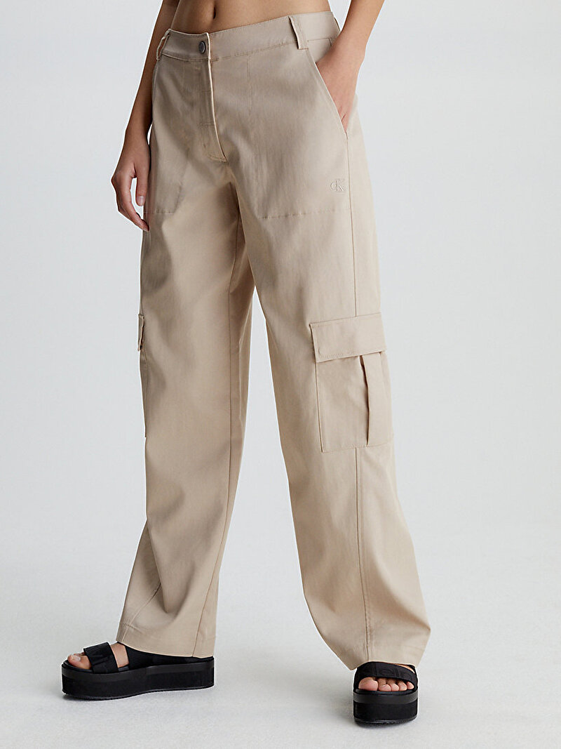 Calvin Klein Bej Renkli Kadın Mid Rise Cargo Pantolon - Y2K