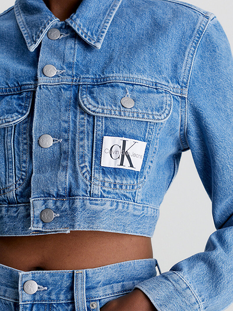 Calvin Klein Mavi Renkli Kadın Extreme Crop 90S Denim Ceket