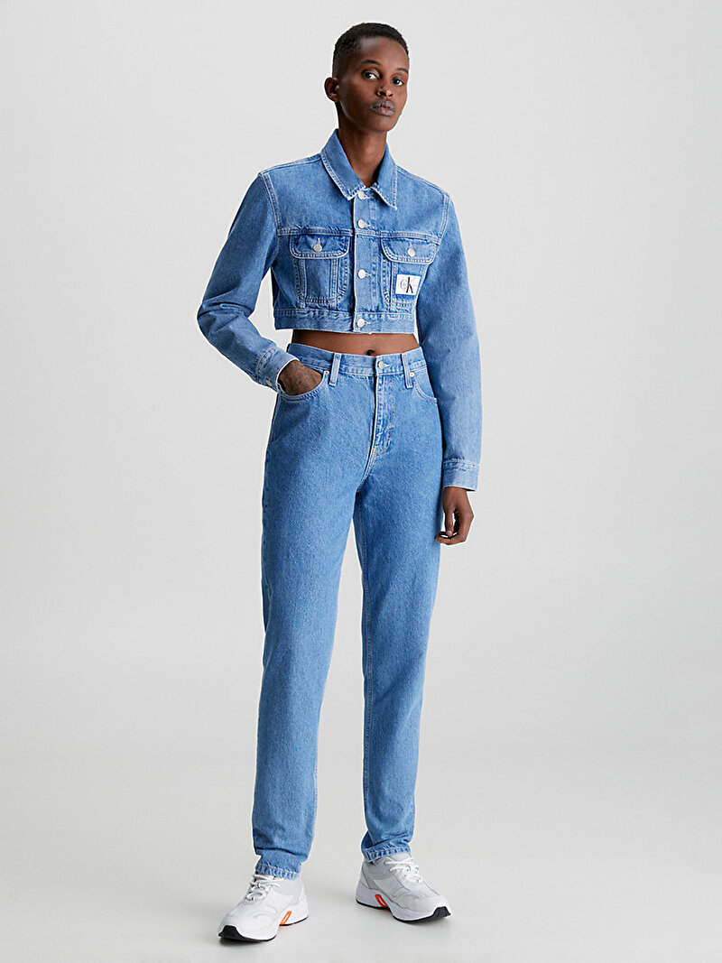 Calvin Klein Mavi Renkli Kadın Extreme Crop 90S Denim Ceket