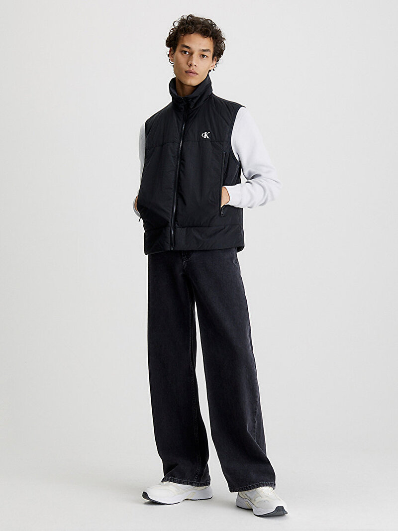 Calvin Klein Siyah Renkli Erkek Badge Crinkle Nylon Yelek