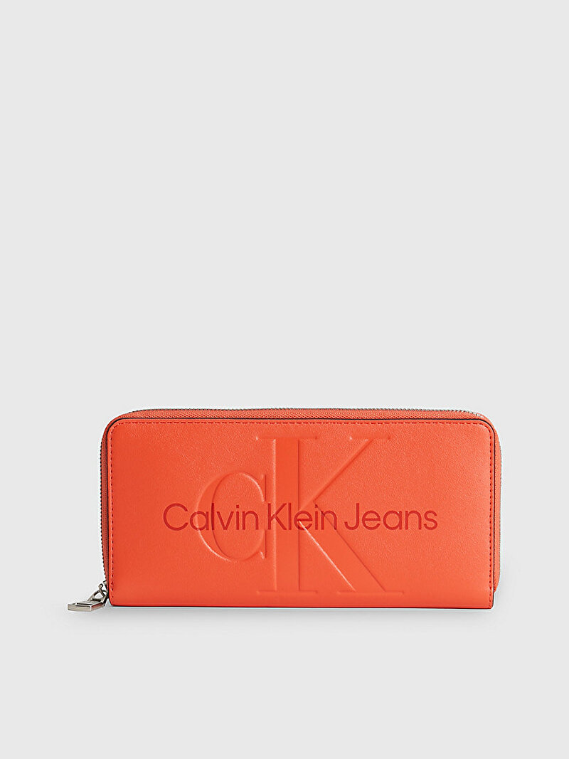 Calvin Klein Turuncu Renkli Kadın Sculpted Mono Zip Cüzdan