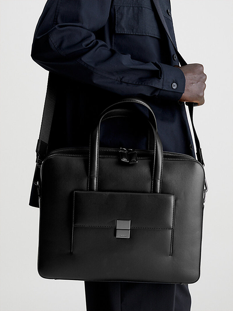 Calvin Klein Siyah Renkli Erkek Iconic Plaque Laptop Çantası