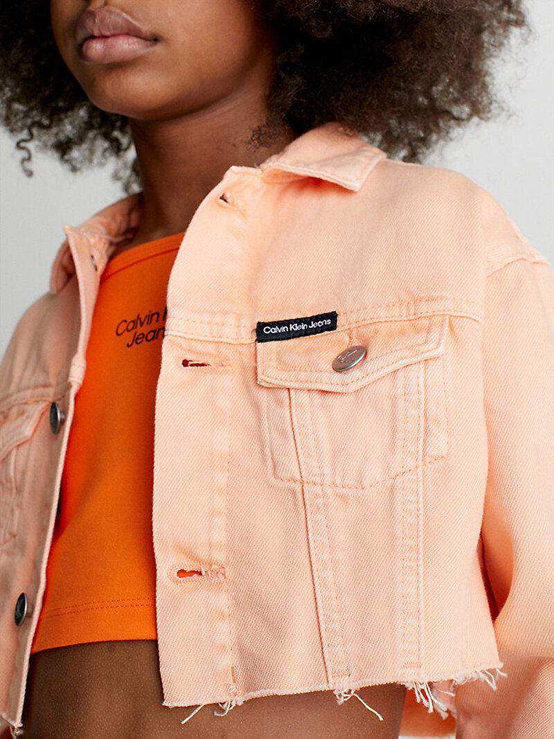 Calvin Klein Turuncu Renkli Kız Çocuk Coloured Cropped Denim Ceket