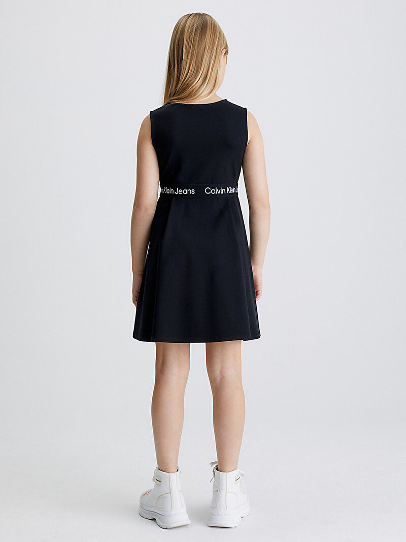 Calvin Klein Siyah Renkli Kız Çocuk Logo Tape Elbise