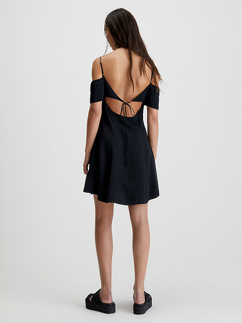 Calvin Klein Siyah Renkli Kadın Off Shoulder Elbise