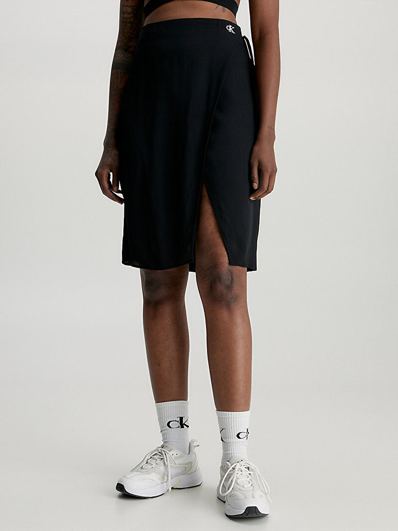 Calvin Klein Siyah Renkli Kadın Tie Detail Midi Etek