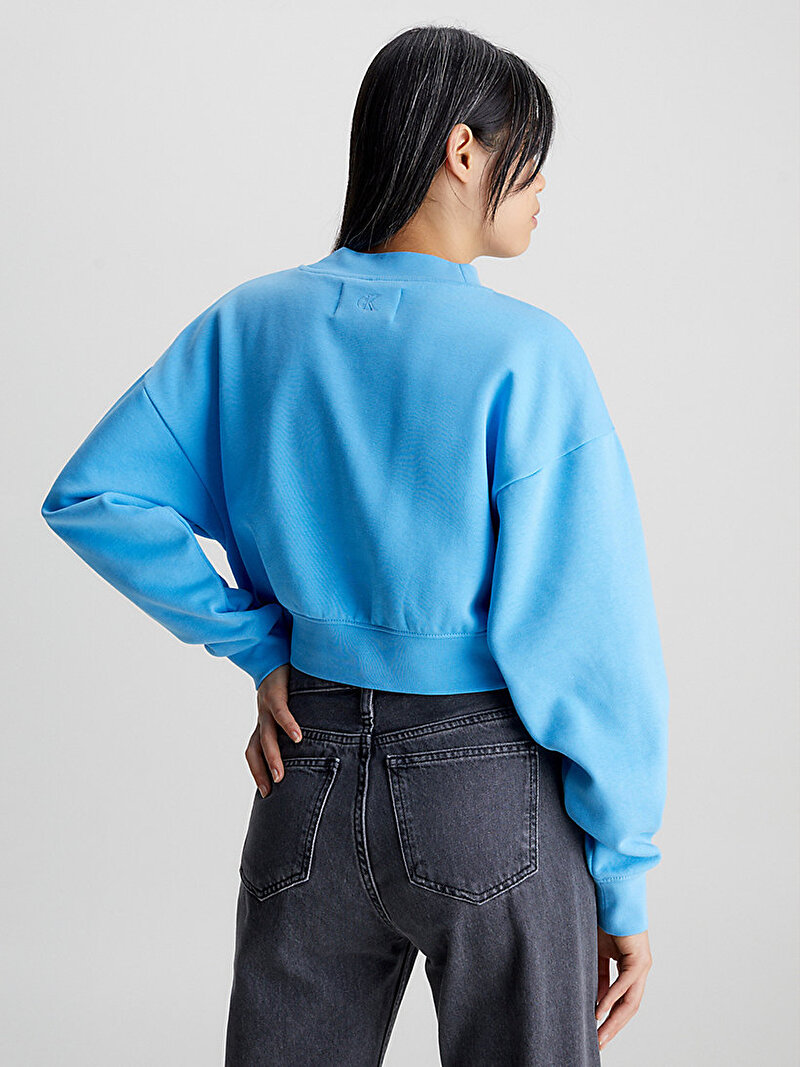 Calvin Klein Mavi Renkli Kadın Institutional Mock Neck Sweatshirt