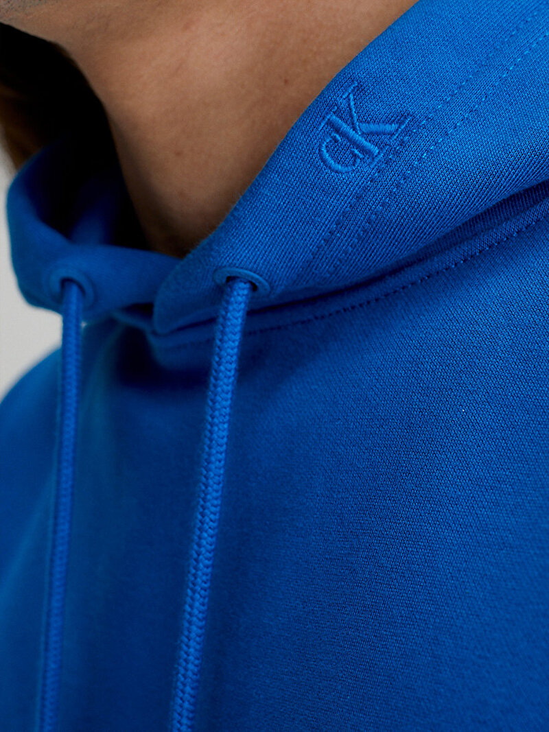 Calvin Klein Mavi Renkli Erkek Institutional Logo Hoodie Sweatshirt