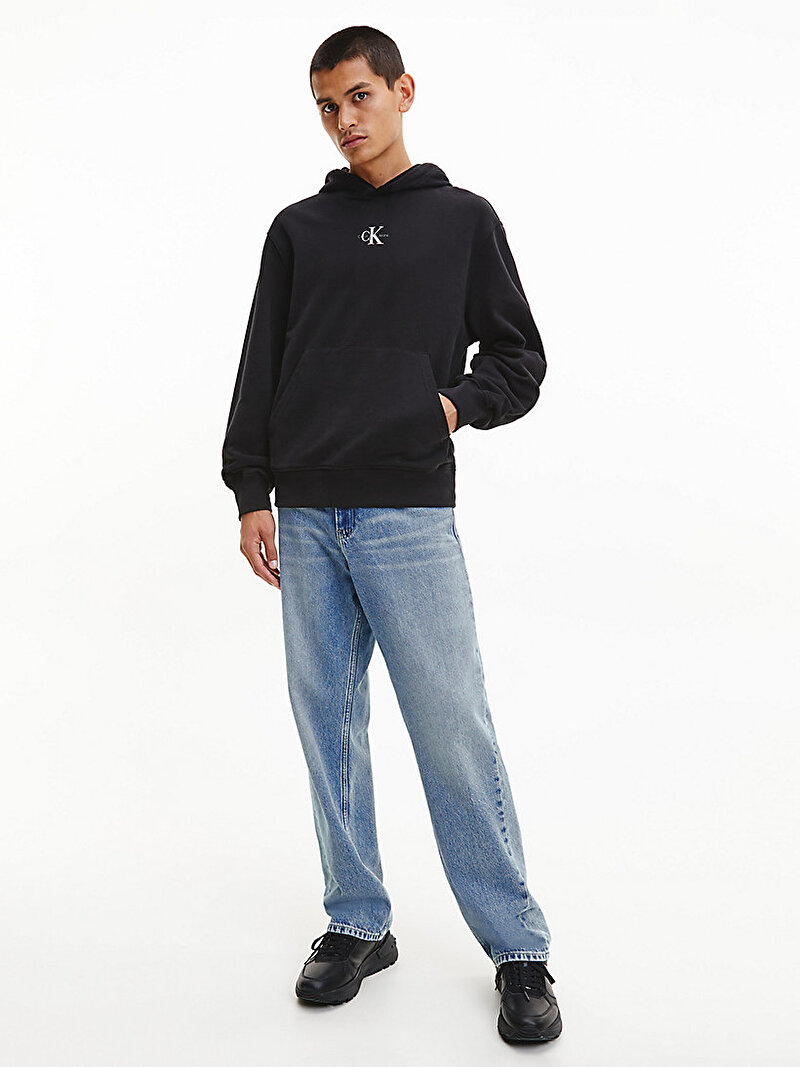 Calvin Klein Siyah Renkli Erkek Micro Monologo Hoodie Sweatshirt