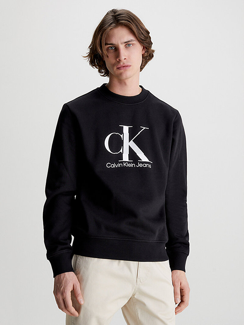 Calvin Klein Siyah Renkli Erkek Disrupted Monologo Sweatshirt