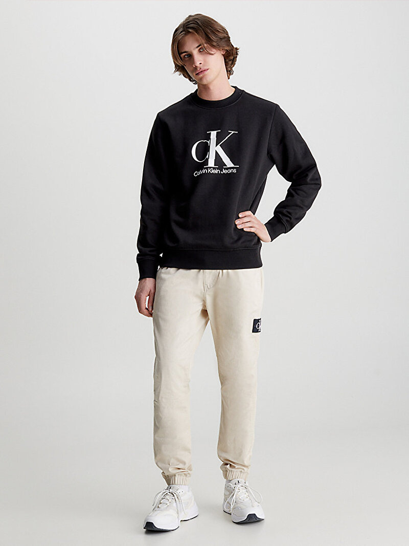 Calvin Klein Siyah Renkli Erkek Disrupted Monologo Sweatshirt