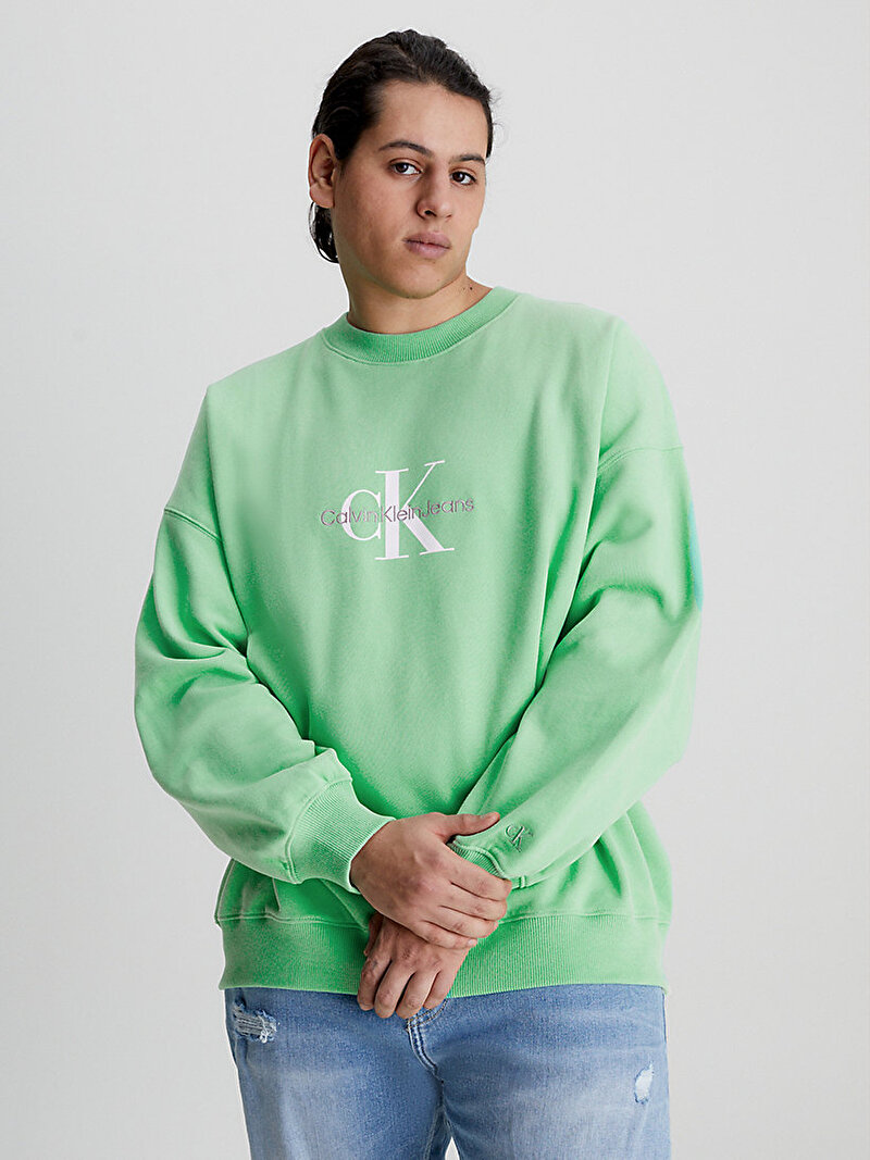 Calvin Klein Yeşil Renkli Erkek Monologo Oversized Sweatshirt