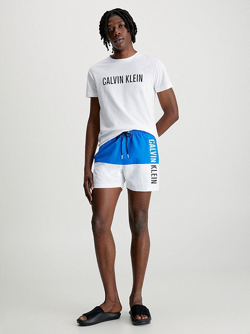 Calvin Klein Beyaz Renkli Erkek Bisiklet Yaka Logolu T-Shirt