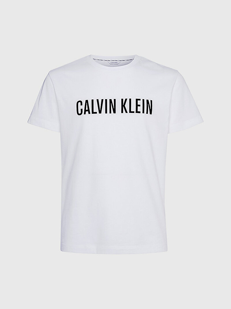 Calvin Klein Beyaz Renkli Erkek Bisiklet Yaka Logolu T-Shirt