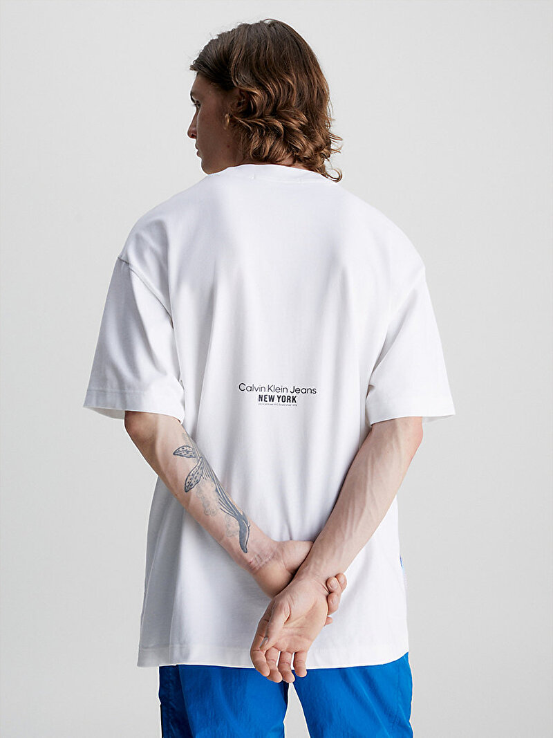 Calvin Klein Beyaz Renkli Erkek Large Motion Floral Graphic T-Shirt