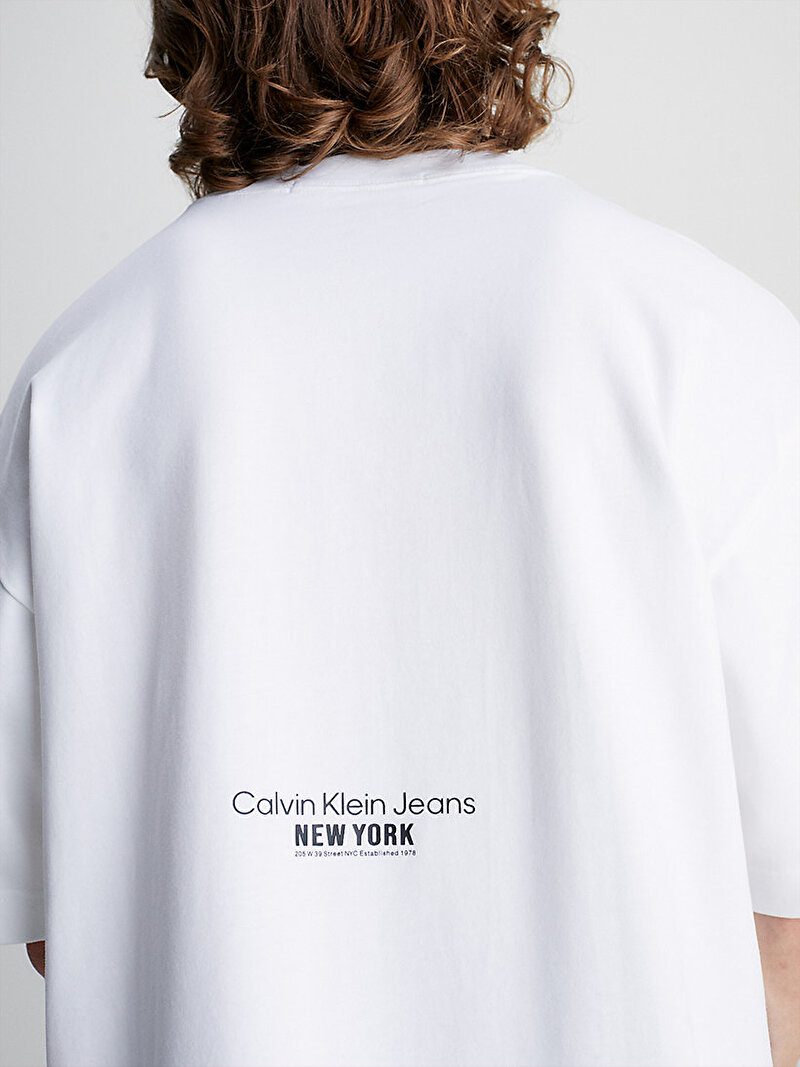 Calvin Klein Beyaz Renkli Erkek Large Motion Floral Graphic T-Shirt