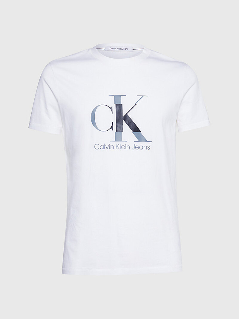 Calvin Klein Beyaz Renkli Erkek Disrupted Monologo T-Shirt