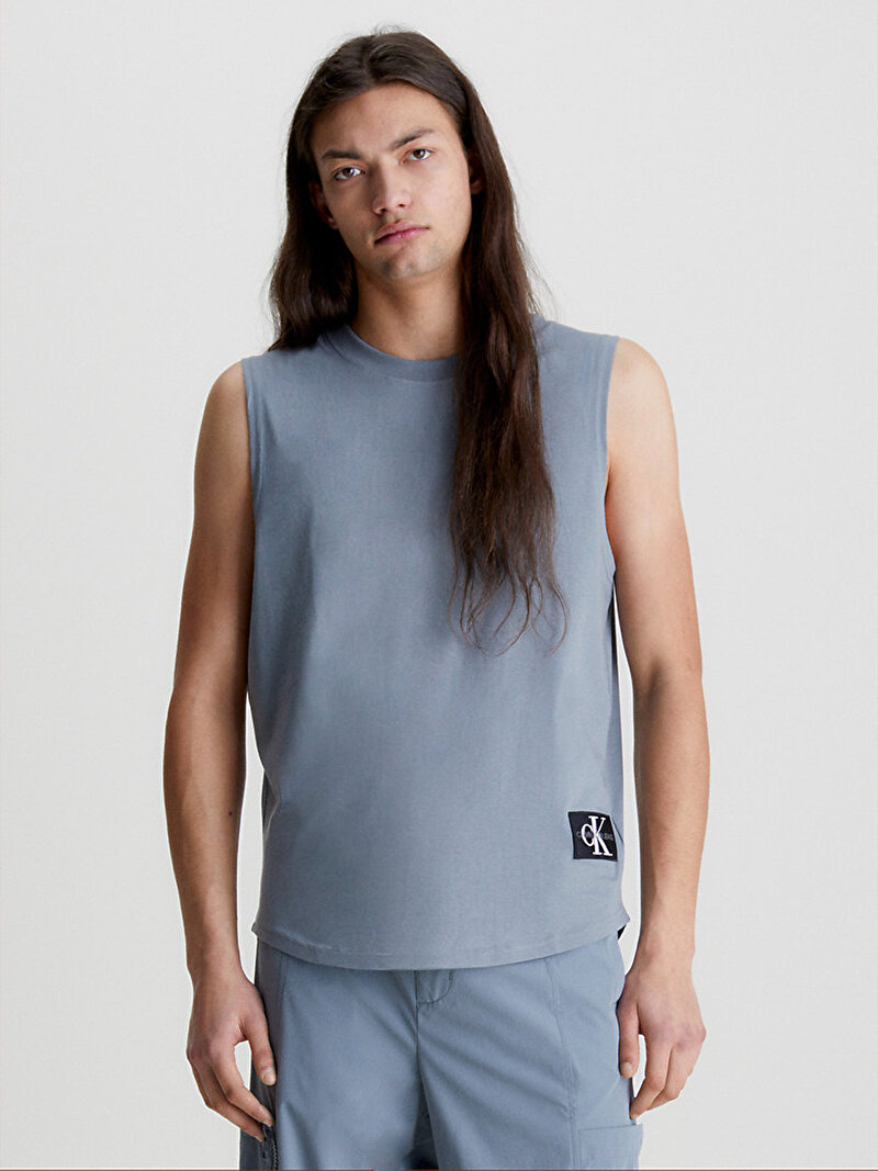 Calvin Klein Gri Renkli Erkek Monologo Sleeve Badge T-Shirt
