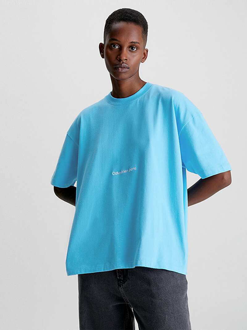 Calvin Klein Mavi Renkli Kadın Institutional Boyfriend T-Shirt