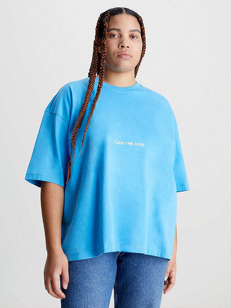 Calvin Klein Mavi Renkli Kadın Institutional Boyfriend T-Shirt