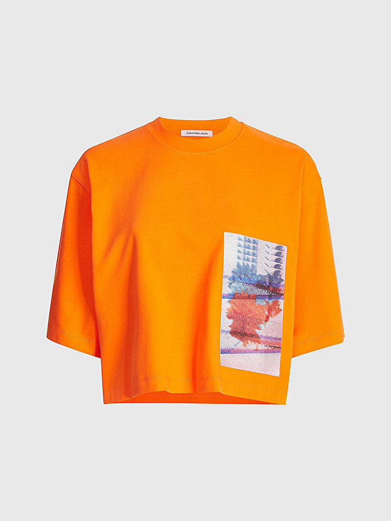 Calvin Klein Turuncu Renkli Kadın Motion Floral T-Shirt
