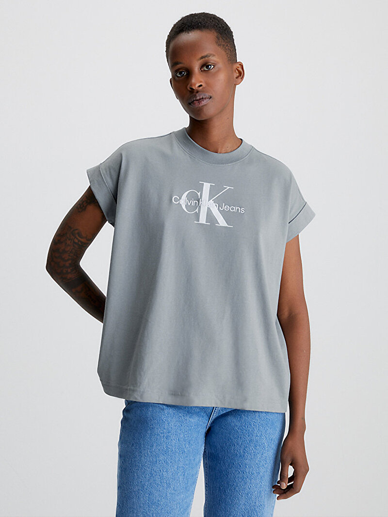 Calvin Klein Gri Renkli Kadın Archival Monologo T-Shirt