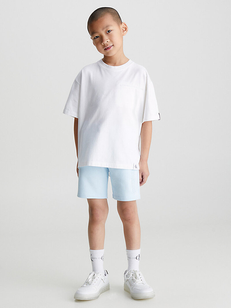 Calvin Klein Beyaz Renkli Erkek Çocuk Movement Label T-Shirt