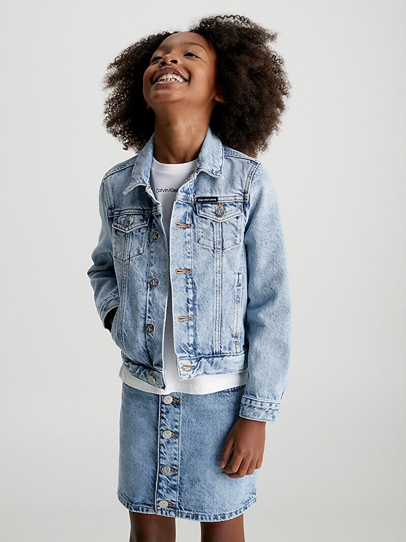 Calvin Klein Mavi Renkli Kız Çocuk Salt Paper Blue Denim Ceket