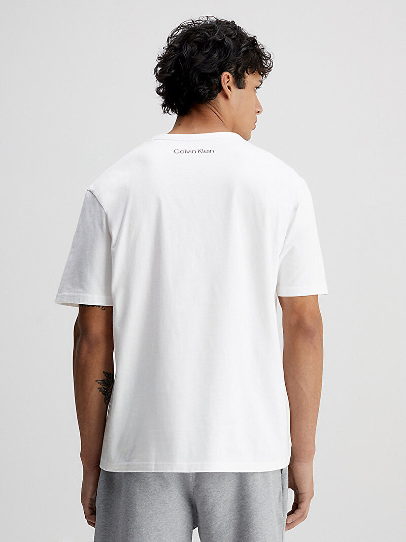 Calvin Klein Beyaz Renkli Erkek Bisiklet Yaka T-Shirt