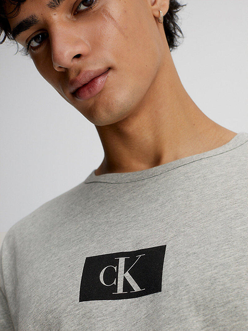 Calvin Klein Gri Renkli Erkek Bisiklet Yaka T-Shirt