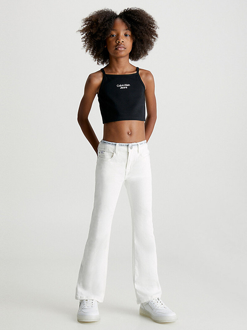 Calvin Klein Siyah Renkli Kız Çocuk Stacked Logo Punto Askılı T-Shirt