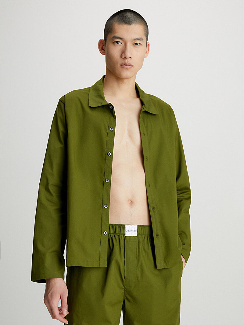 Calvin Klein Haki Renkli Erkek Button Down Gömlek
