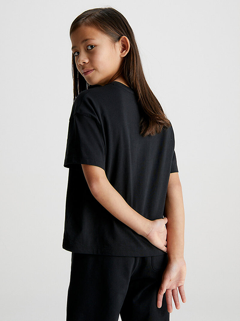 Calvin Klein Siyah Renkli Kız Çocuk Monogram Logo T-Shirt