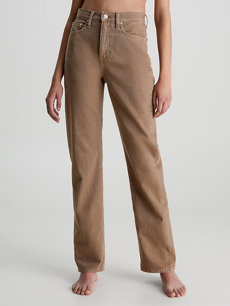 Calvin Klein Kahverengi Renkli Kadın Yüksek Bel Straight Jean Pantolon